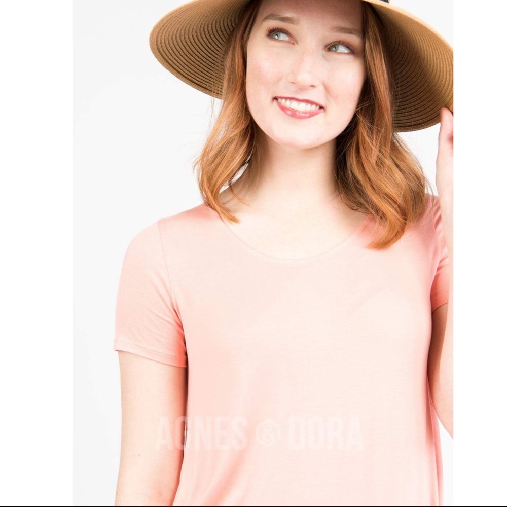 Agnes & Dora Everyday Tee Peach Hi Lo Soft Knit New With Tags